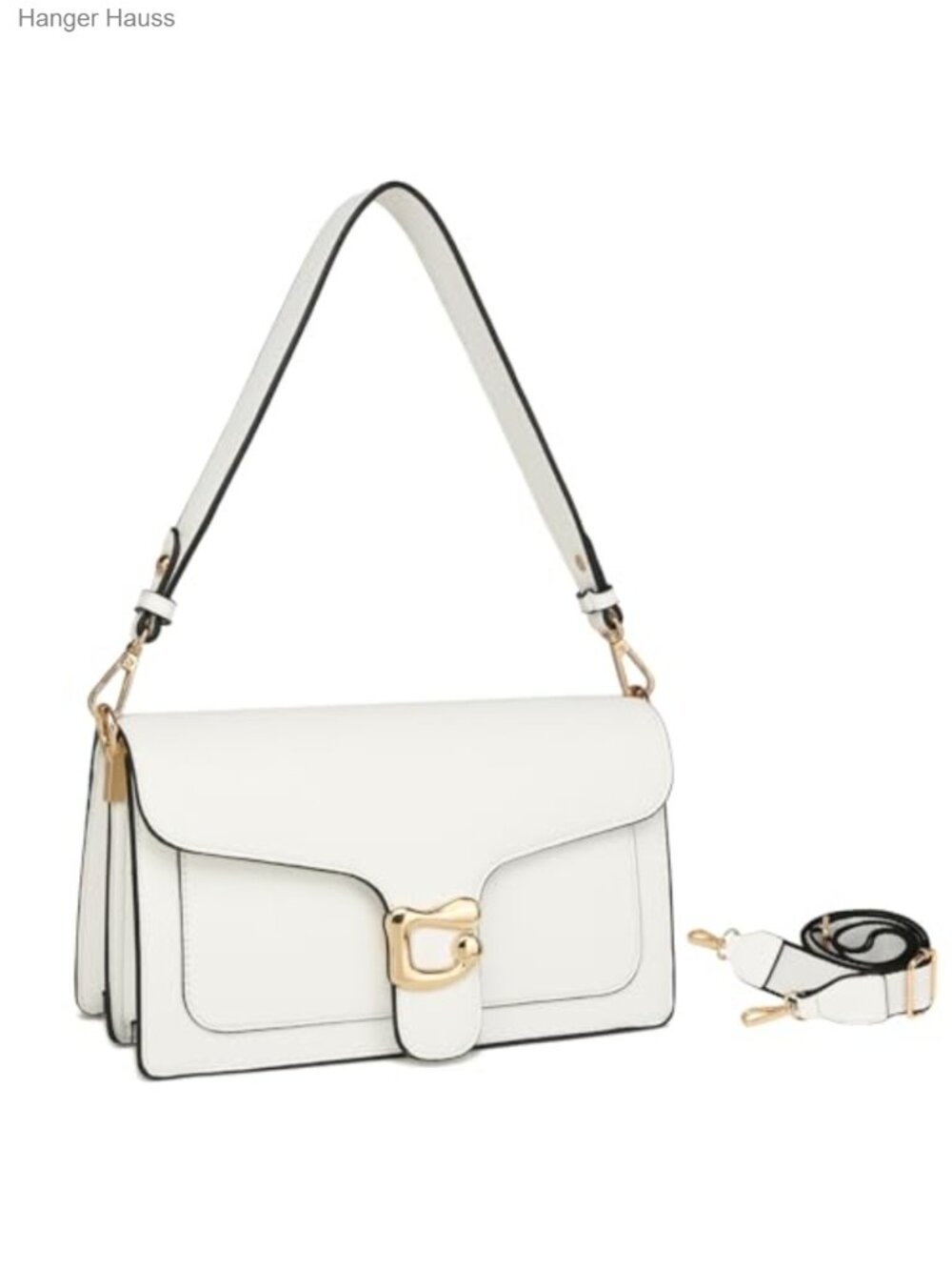 Faux Leather Crossbody Bag with 2 Straps Small Purse